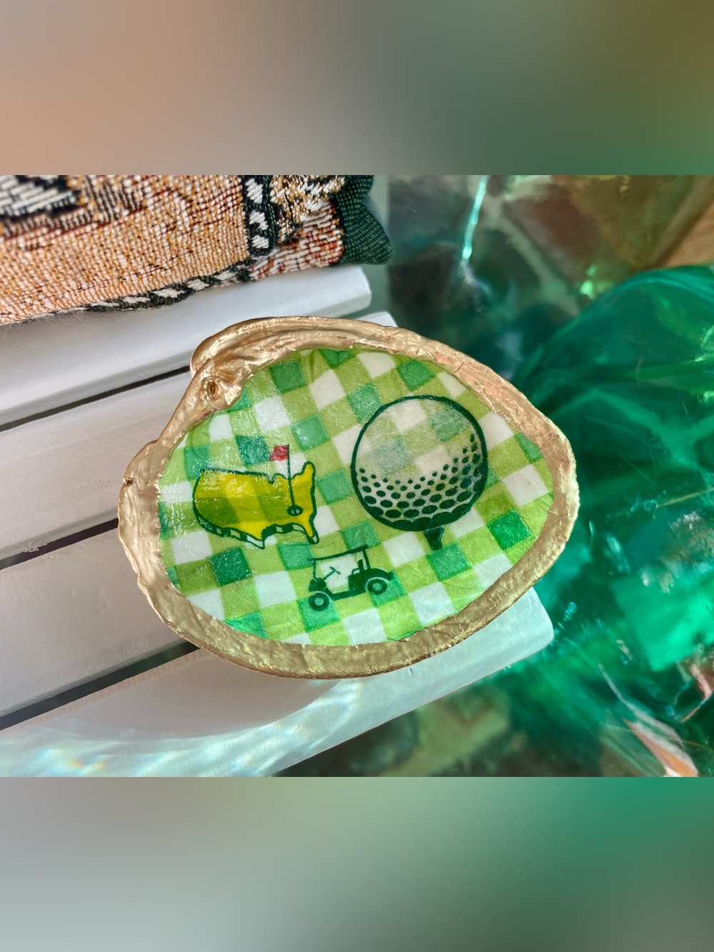 🐚 Handcrafted Masters-Inspired Oyster Shell Ring Dish / Trinket Tray ⛳🌴